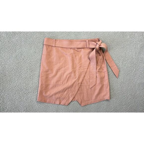 Madewell Portside Faux Wrap Skirt Womens Size 10 Blush Pink Raw Silk Mini - Picture 1 of 10